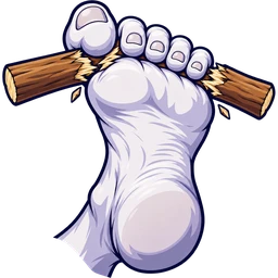 Grippers logo: a foot gripping a stick so hard it snaps